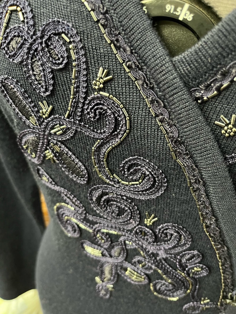 Vintage Carole Little Navy Embroidered Beaded Dress - Picture 4 of 10